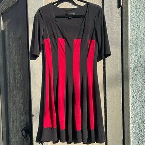 Connected black and red stripe dress 8 petite